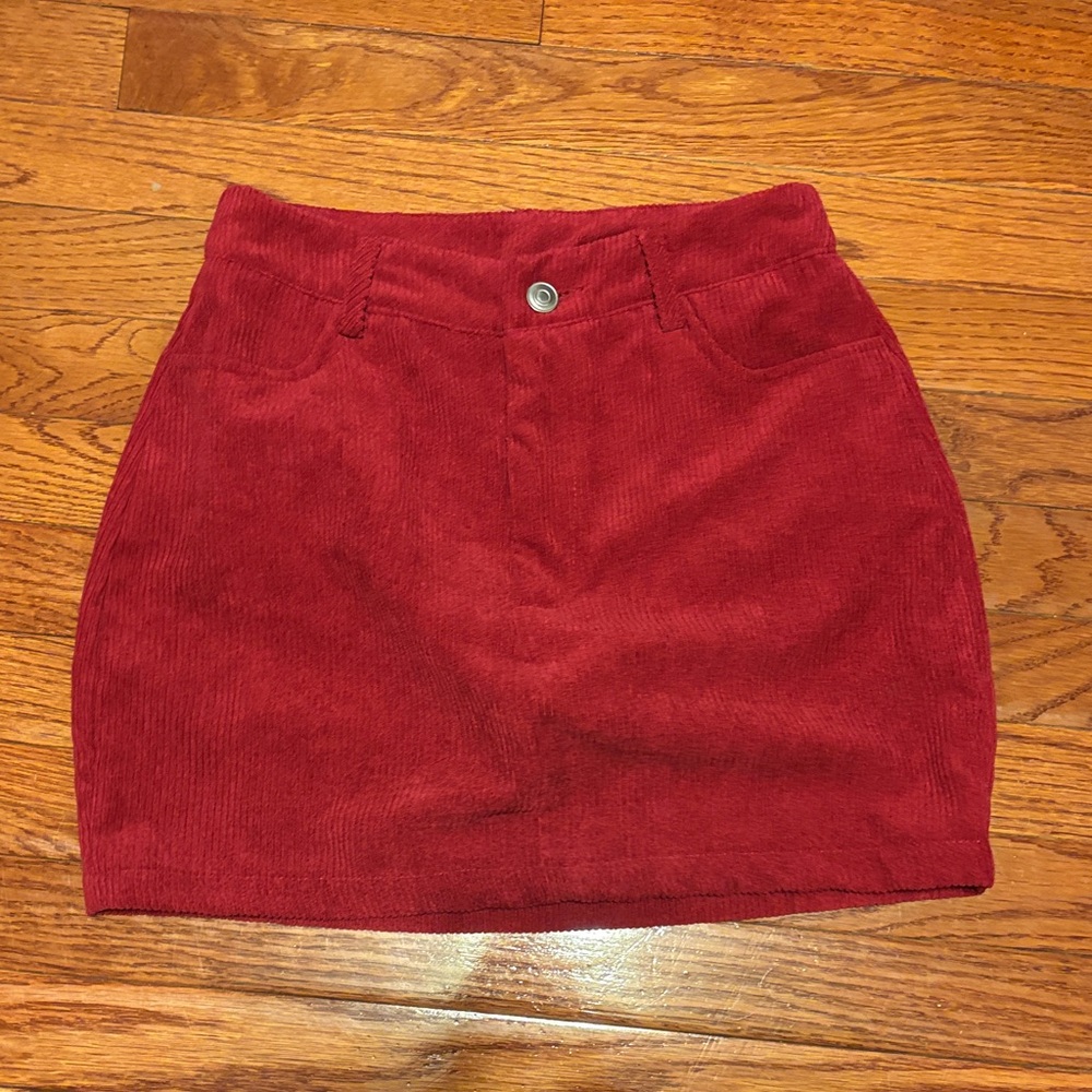 SHEIN Red Corduroy Mini Skirt